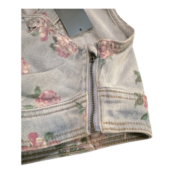 Wild Fable Denim Floral Crop Top XXS – Light Wash - Picture 6 of 9